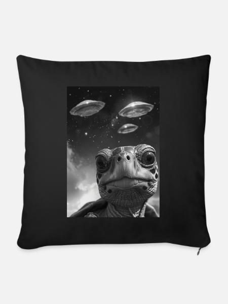 Ufo Selfie Schildkröte - Sofakissenbezug 45 x 45 cm - Schwarz