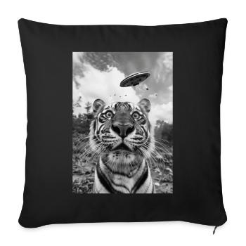 Tigre selfie OVNI - Housse de coussin décorative 45 x 45 cm - noir - Devant