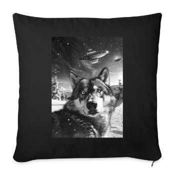 OVNI Selfie Loup - Housse de coussin décorative 45 x 45 cm - noir - Devant