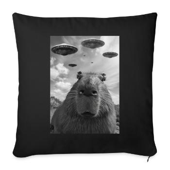 Capybara selfie OVNI - Housse de coussin décorative 45 x 45 cm - noir - Devant
