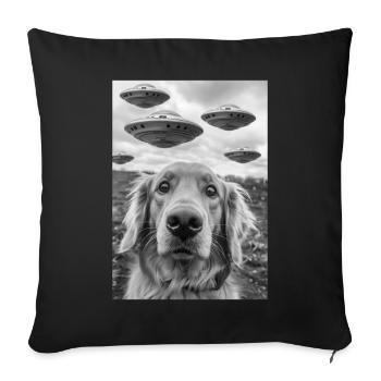 Chien selfie OVNI - Housse de coussin décorative 45 x 45 cm - noir - Devant