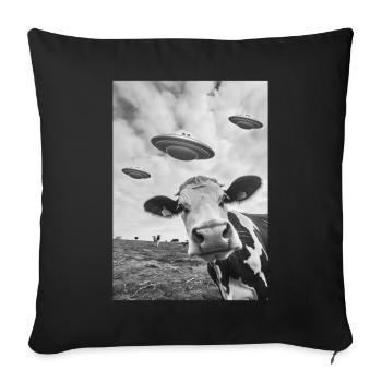 OVNI Selfie Vache - Housse de coussin décorative 45 x 45 cm - noir - Devant