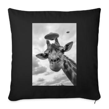 Girafe selfie OVNI - Housse de coussin décorative 45 x 45 cm - noir - Devant