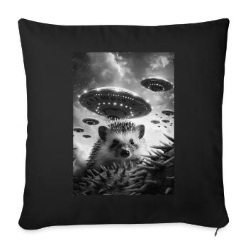 Hérisson Ovni Selfie - Housse de coussin décorative 45 x 45 cm - noir - Devant