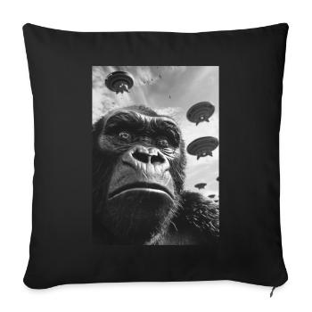 Gorille selfie OVNI - Housse de coussin décorative 45 x 45 cm - noir - Devant