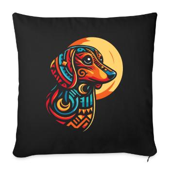 Teckel Dackel Phases de Lune - Housse de coussin décorative 45 x 45 cm - noir - Devant