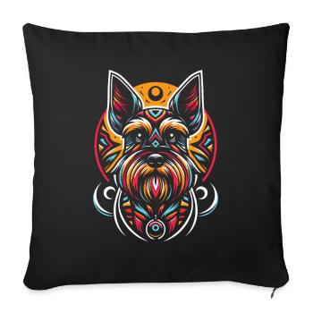 Schnauzer Chien Phases de Lune - Housse de coussin décorative 45 x 45 cm - noir - Devant