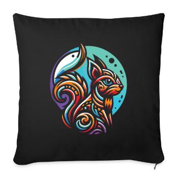 Squirrel Moon Phases - Sofa pillowcase 17,3'' x 17,3'' (45 x 45 cm) - black - Front