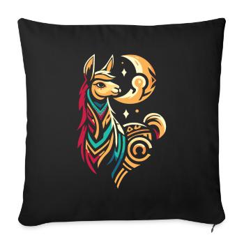 Lama Llama Moon Phases - Sofakissenbezug 45 x 45 cm - Schwarz - Vorne