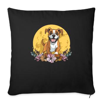 Boxer Dog German Boxer Wild Flowers - Sofa pillowcase 17,3'' x 17,3'' (45 x 45 cm) - black - Front