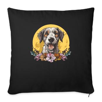 Irish Wolfhound Wild Flowers Floral Moon - Sofa pillowcase 17,3'' x 17,3'' (45 x 45 cm) - black - Front