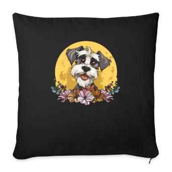 Schnauzer Wild Flowers Floral Moon - Sofa pillowcase 17,3'' x 17,3'' (45 x 45 cm) - black - Front