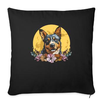 Australian Cattle Dog Wild Flowers - Sofa pillowcase 17,3'' x 17,3'' (45 x 45 cm) - black - Front