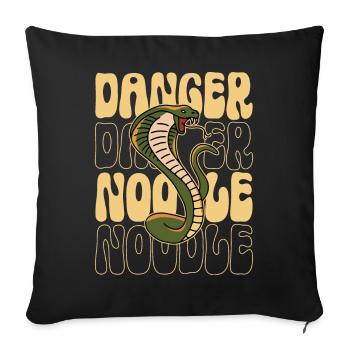 Drôle d’amoureux du serpent danger nouille graphique - Housse de coussin décorative 45 x 45 cm - noir - Devant