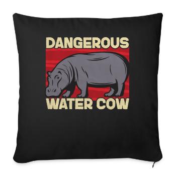 Hippopotame drôle dangereuse vache d’eau graphique pour - Housse de coussin décorative 45 x 45 cm - noir - Devant