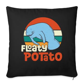 Funny Manatee Manatee Floaty Potato Illustratio - Sofa pillowcase 17,3'' x 17,3'' (45 x 45 cm) - black - Front