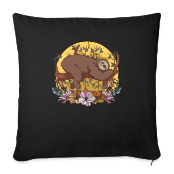 Sloth Wild Flowers Floral Moon - Sofa pillowcase 17,3'' x 17,3'' (45 x 45 cm) - black - Front
