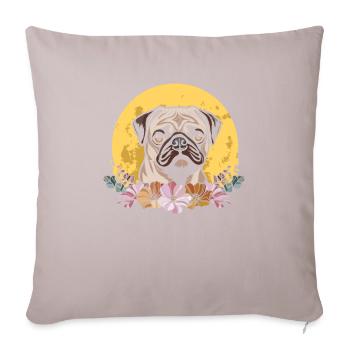 Carlin Chien Lune Florale Sauvage - Housse de coussin décorative 45 x 45 cm - taupe clair - Devant