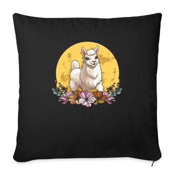 Lama Lama Lune Florale Sauvage - Housse de coussin décorative 45 x 45 cm - noir - Devant