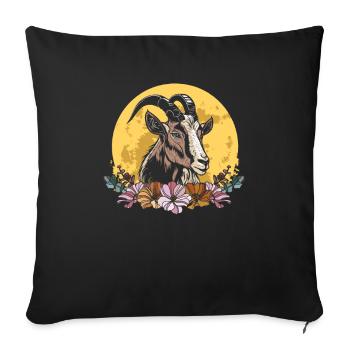 Goat Wild Flowers Floral Moon - Sofa pillowcase 17,3'' x 17,3'' (45 x 45 cm) - black - Front