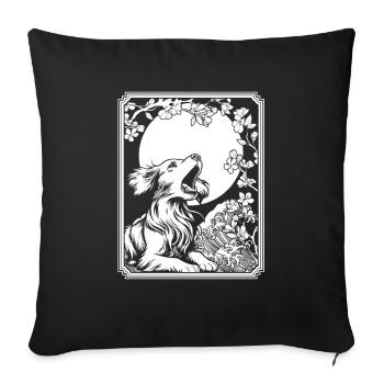 Brittany Spaniel Japon Cherry Blossom Lune - Housse de coussin décorative 45 x 45 cm - noir - Devant