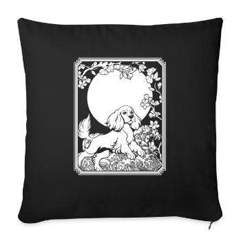 Cocker Spaniel Japon Cherry Blossom Moon - Housse de coussin décorative 45 x 45 cm - noir - Devant