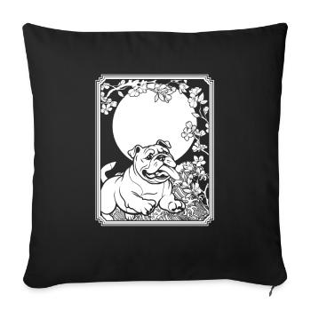 Bulldog Japon Cherry Blossom Lune - Housse de coussin décorative 45 x 45 cm - noir - Devant