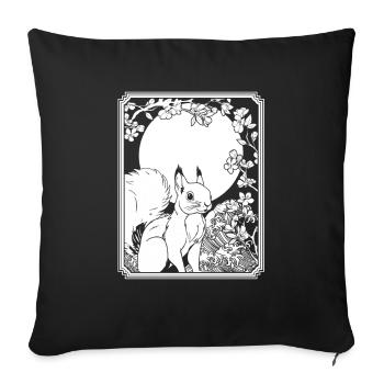 Squirrel Japan Cherry Blossom Moon - Sofa pillowcase 17,3'' x 17,3'' (45 x 45 cm) - black - Front