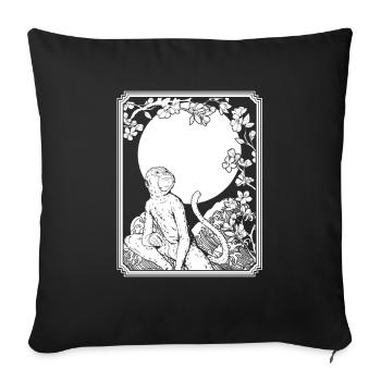 Singe Japon Cerisier Fleur Lune - Housse de coussin décorative 45 x 45 cm - noir - Devant
