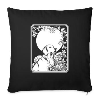 Golden Retriever Japan Cherry Blossom Moon - Sofa pillowcase 17,3'' x 17,3'' (45 x 45 cm) - black - Front