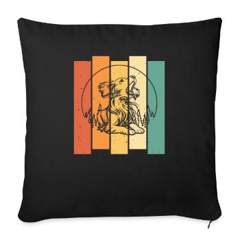 Épagneul breton Moon Hurlement - Housse de coussin décorative 45 x 45 cm - noir - Devant