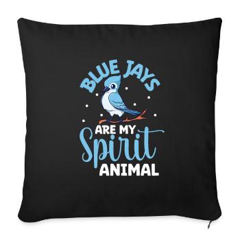 Favourite animal - Blue jay - Sofa pillowcase 17,3'' x 17,3'' (45 x 45 cm) - black - Front