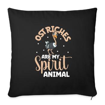 Favorite animal - ostrich - Sofa pillowcase 17,3'' x 17,3'' (45 x 45 cm) - black - Front