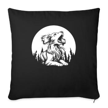 Épagneul breton Moon Hurlement - Housse de coussin décorative 45 x 45 cm - noir - Devant