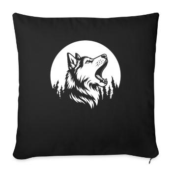 Husky de Sibérie hurlant - Housse de coussin décorative 45 x 45 cm - noir - Devant