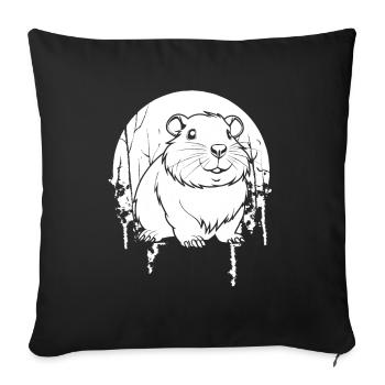 Hamster Golden Hamster Moon Howling - Sofa pillowcase 17,3'' x 17,3'' (45 x 45 cm) - black - Front