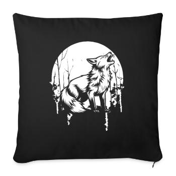Hurlement de la lune du renard - Housse de coussin décorative 45 x 45 cm - noir - Devant