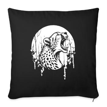 Cheetah Moon Howling - Sofa pillowcase 17,3'' x 17,3'' (45 x 45 cm) - black - Front