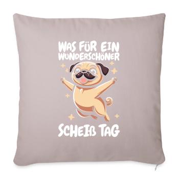 Pug Dog Funny Please Keep Your Mouth Shut - Sofa pillowcase 17,3'' x 17,3'' (45 x 45 cm) - light taupe - Front