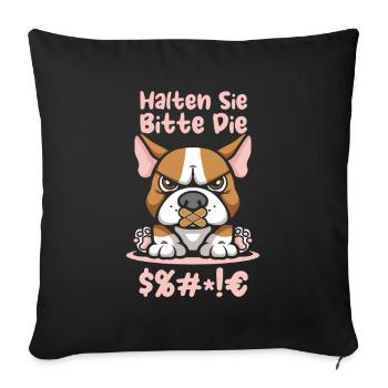 Bull Terriers, please keep your mouth shut - Sofa pillowcase 17,3'' x 17,3'' (45 x 45 cm) - black - Front
