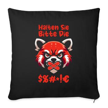 Red Panda Please keep your mouth shut - Sofa pillowcase 17,3'' x 17,3'' (45 x 45 cm) - black - Front