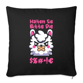 Lama Llama Halten Sie Bitte Die Fresse - Sofakissenbezug 45 x 45 cm - Schwarz - Vorne