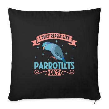 I love my sparrow parrot - Sofa pillowcase 17,3'' x 17,3'' (45 x 45 cm) - black - Front
