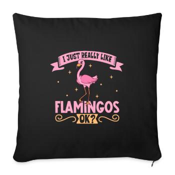 I love my flamingo - Sofa pillowcase 17,3'' x 17,3'' (45 x 45 cm) - black - Front