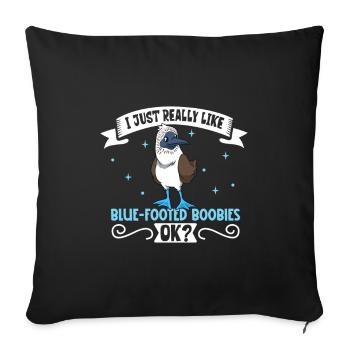 J’adore mon fou à pieds bleus - Housse de coussin décorative 45 x 45 cm - noir - Devant