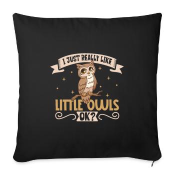 I love my little owl - Sofa pillowcase 17,3'' x 17,3'' (45 x 45 cm) - black - Front