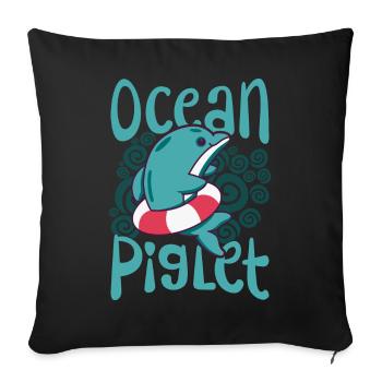 Drôle de dauphin amoureux de l’océan cochon d’art f - Housse de coussin décorative 45 x 45 cm - noir - Devant