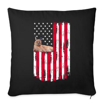 Big Floppa Karakal Cat Meme - Sofa pillowcase 17,3'' x 17,3'' (45 x 45 cm) - black - Front