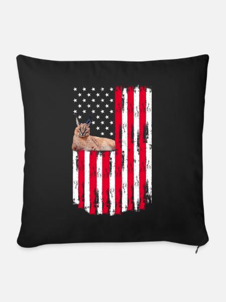 Big Floppa Karakal Cat Meme - Sofa pillowcase 17,3'' x 17,3'' (45 x 45 cm) - black