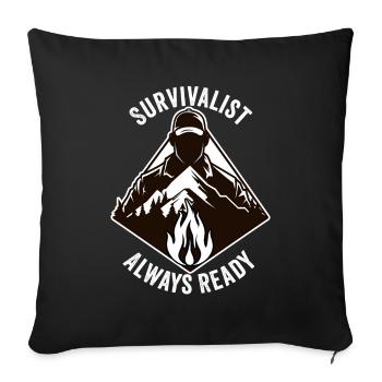 Bushcrafting Outdoor Survivalist Always Ready - Sofa pillowcase 17,3'' x 17,3'' (45 x 45 cm) - black - Front